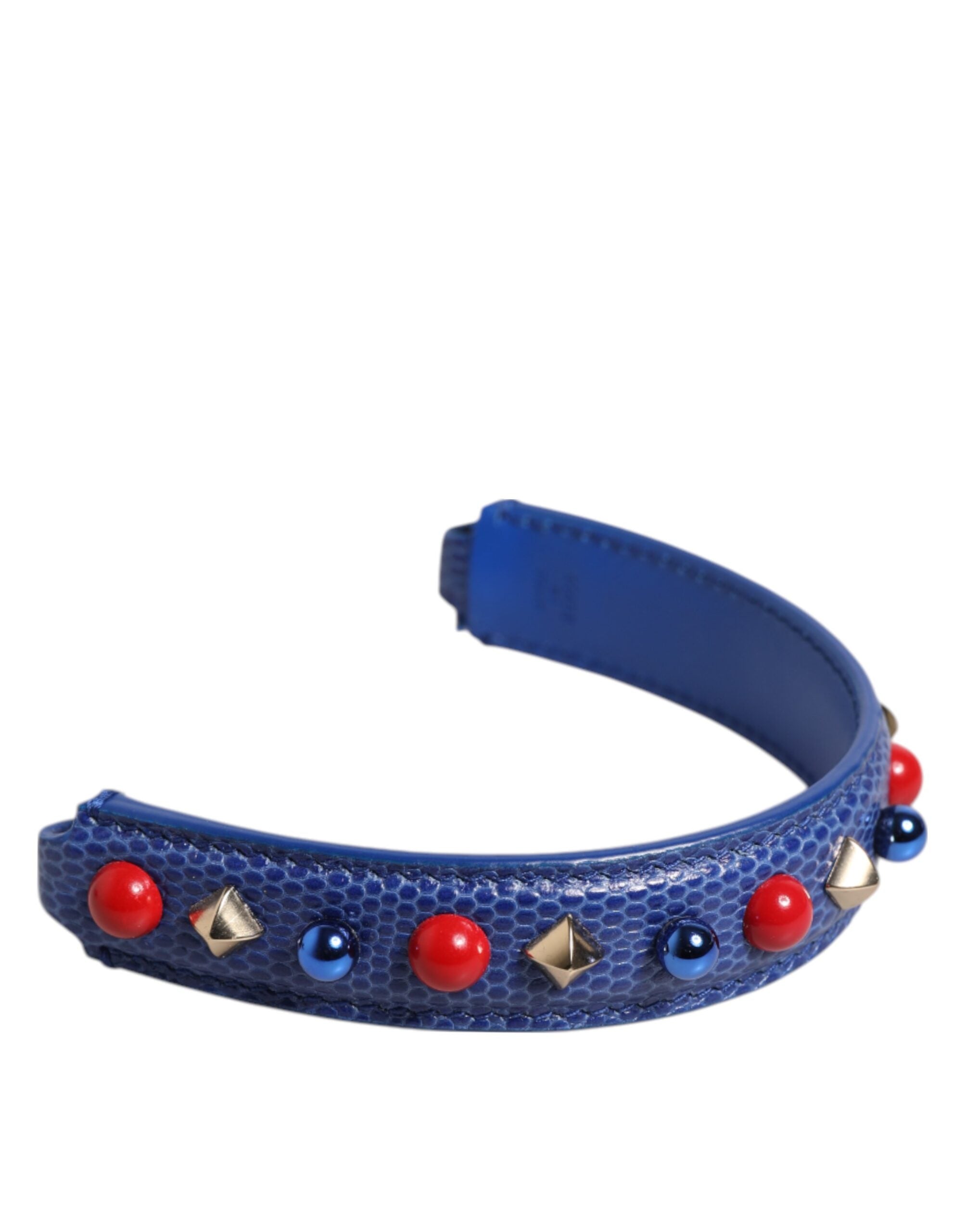 Dolce & Gabbana Blue Embellished Leather Top Handle Women's Shoulder Bag
