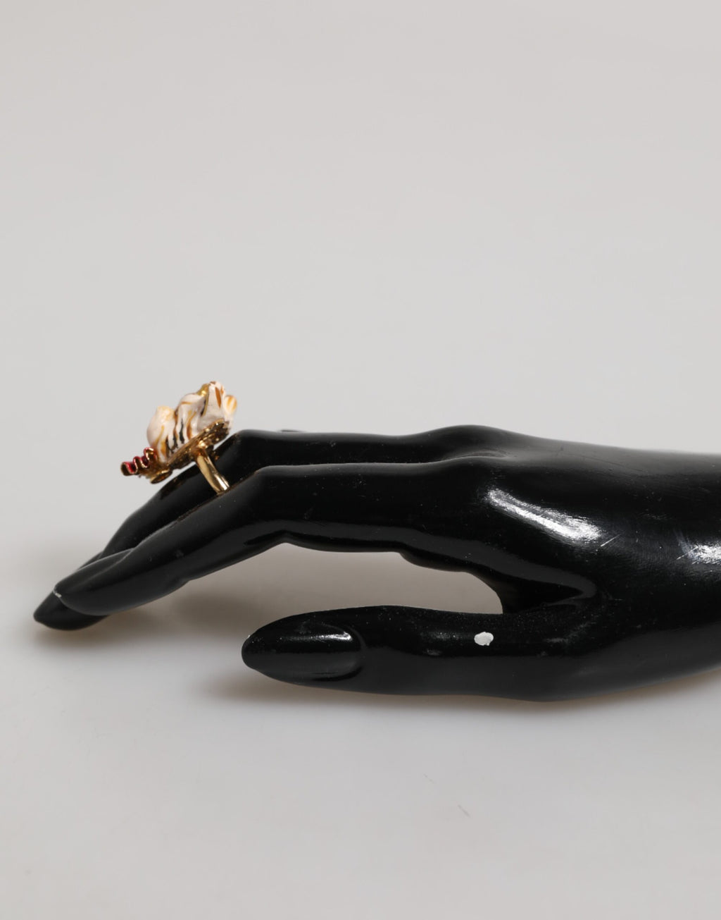 Dolce & Gabbana Gold Messing Harz Beige Hund Haustier Accessoire Ring