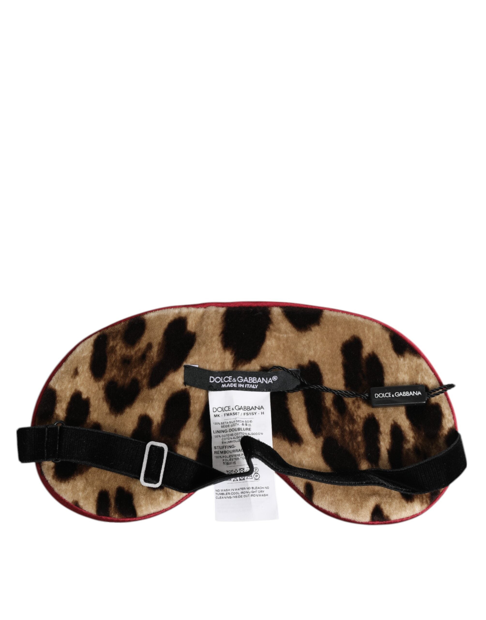Dolce & Gabbana Brown Leopard Print Silk Women's Accessory Sleep Eye Mask