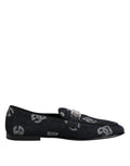 Dolce & Gabbana Blue Logo Cotton Loafers Formal Suit Shoes