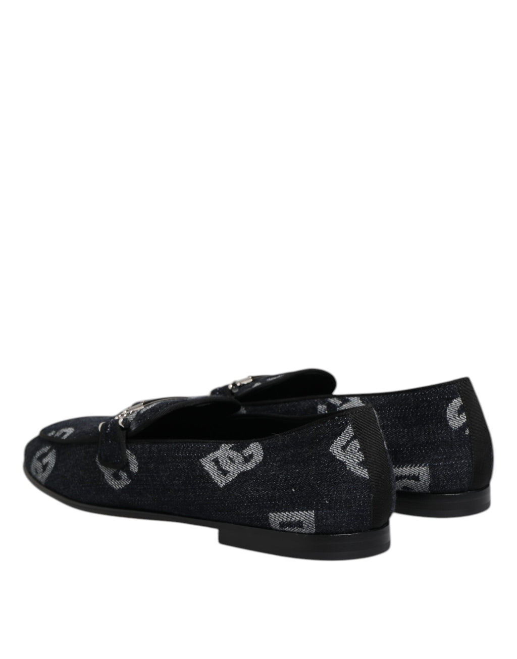 Dolce & Gabbana Blue Logo Cotton Loafers Formal Suit Shoes