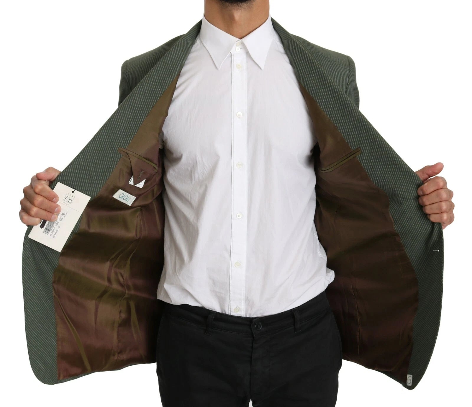 Romeo Gigli Grüner Leinenblazer Einteilige einreihige Jacke