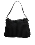Dolce & Gabbana Schwarz Kaschmir gestrickt Leder Schulter Frauen Borse Tasche