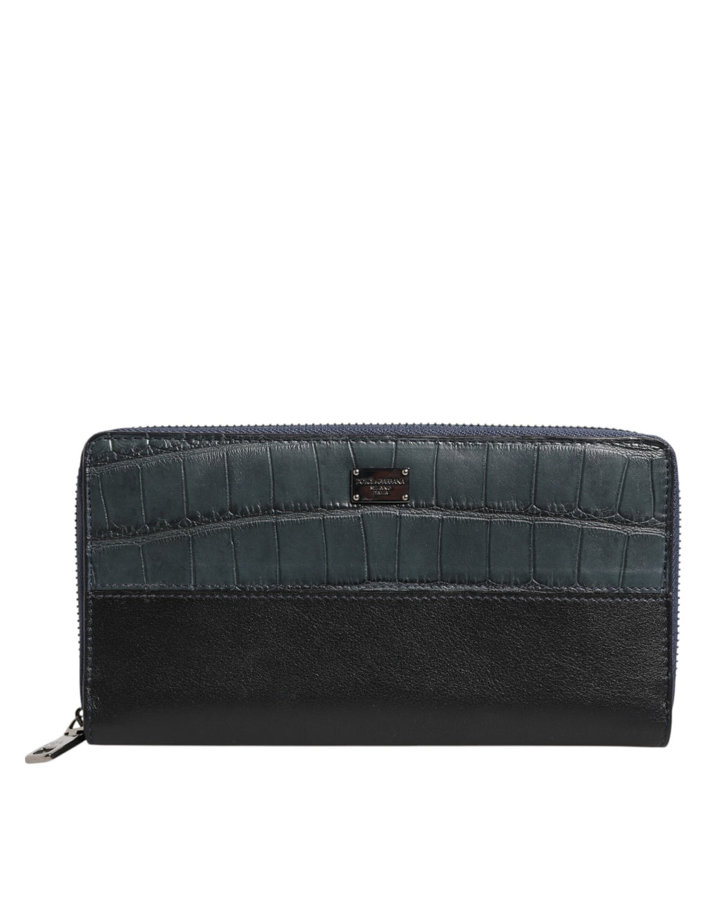 Dolce & Gabbana Black Blue Exotic Leather Men's Continental Clutch Wallet