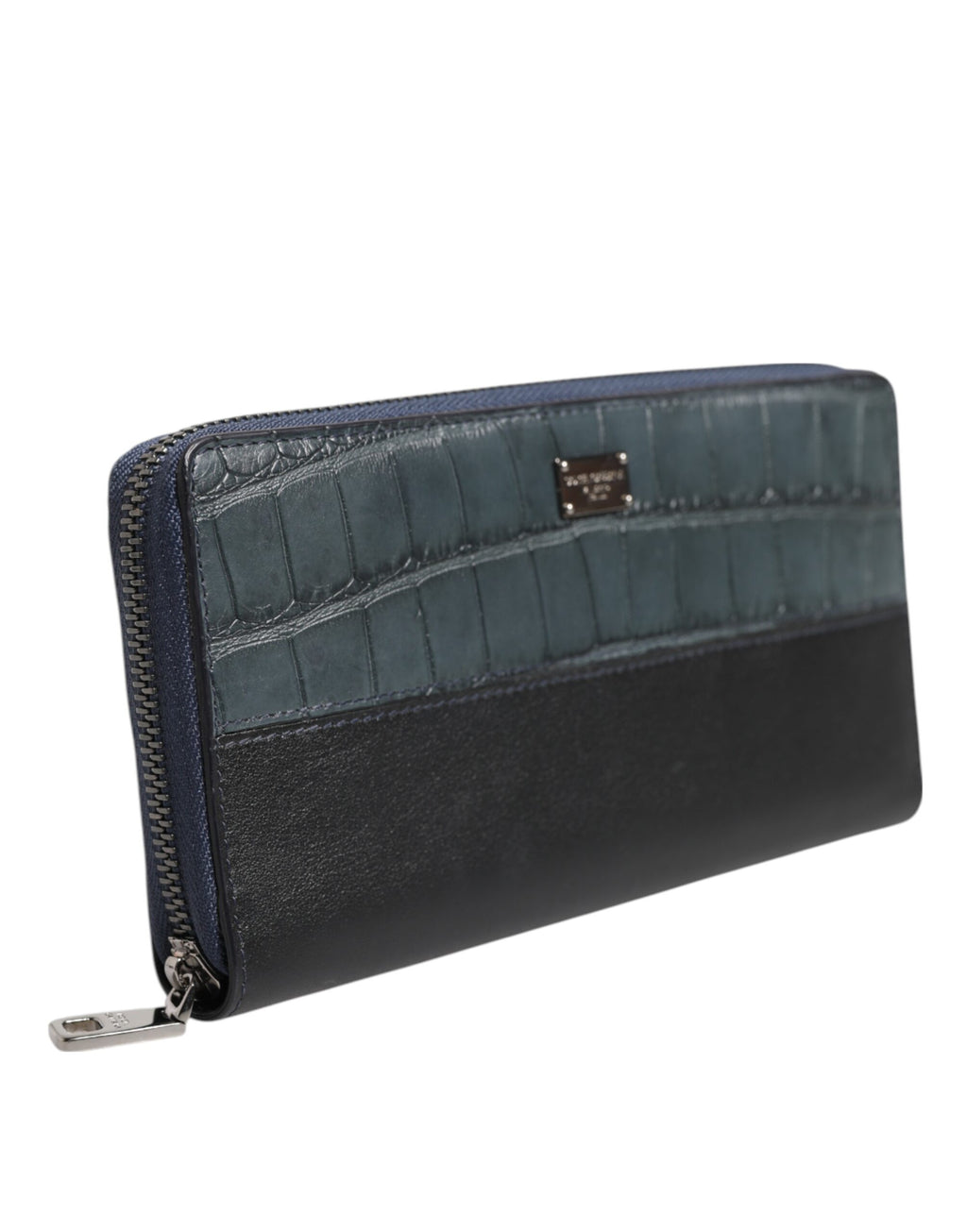 Dolce & Gabbana Black Blue Exotic Leather Men's Continental Clutch Wallet