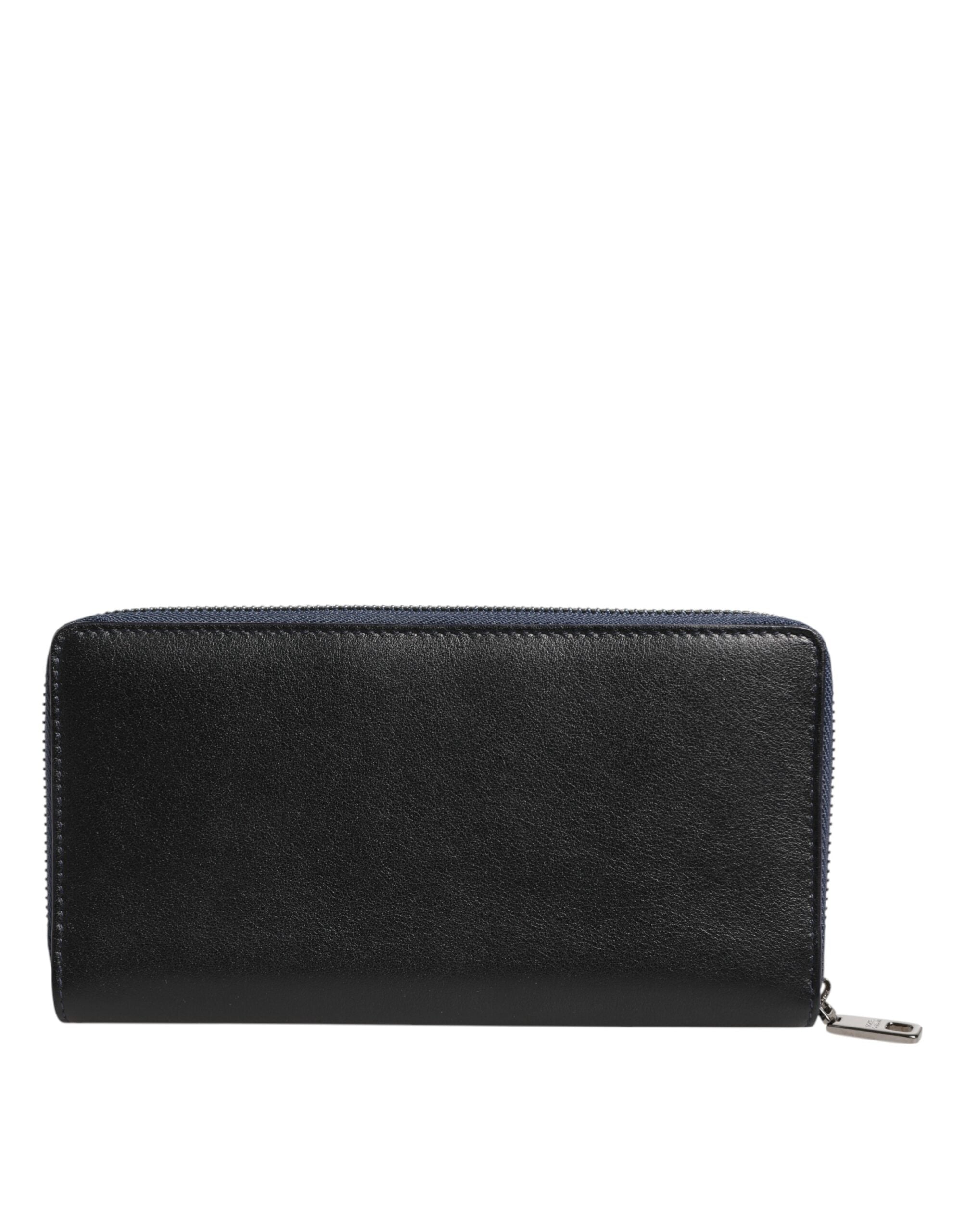 Dolce & Gabbana Black Blue Exotic Leather Men's Continental Clutch Wallet