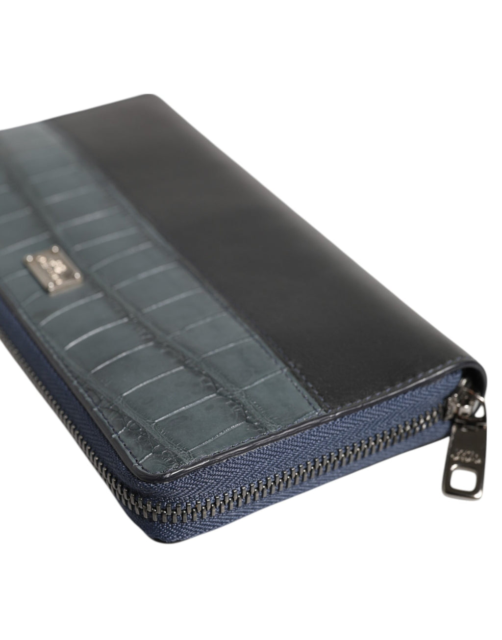 Dolce & Gabbana Black Blue Exotic Leather Men's Continental Clutch Wallet