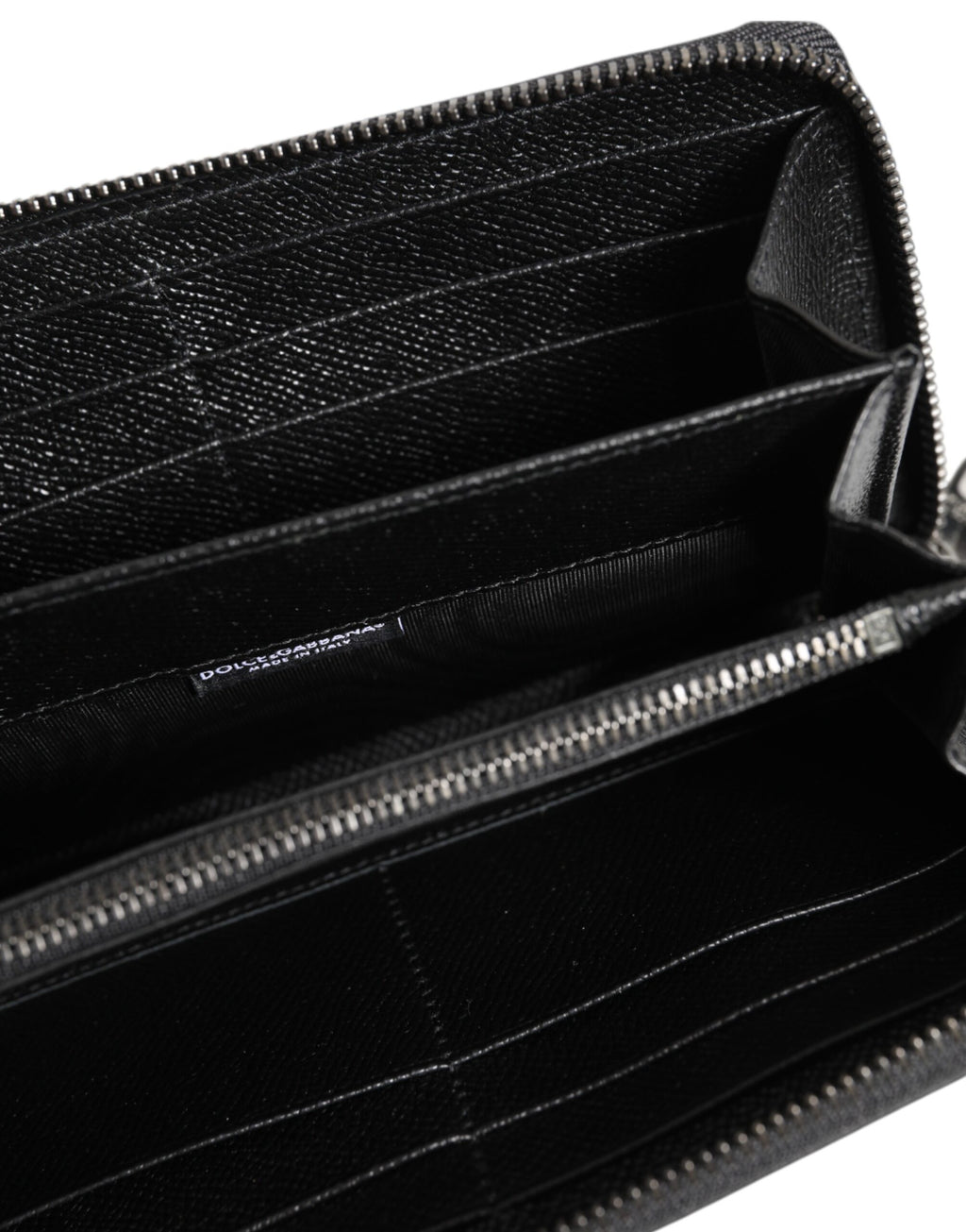 Dolce & Gabbana Black Leather #DGFAMILY Zipper Continental Men's Wallet