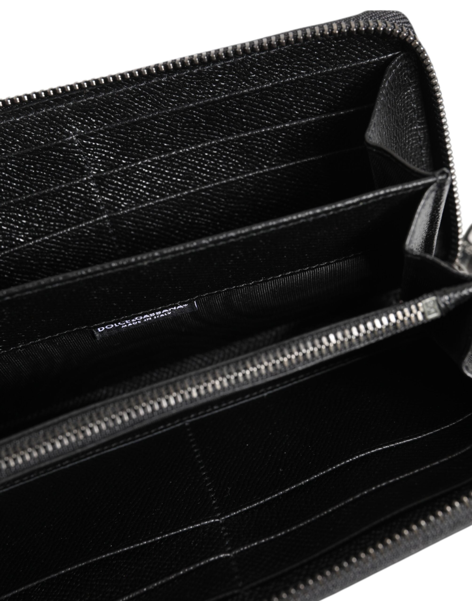 Dolce & Gabbana Black Leather #DGFAMILY Zipper Continental Men's Wallet