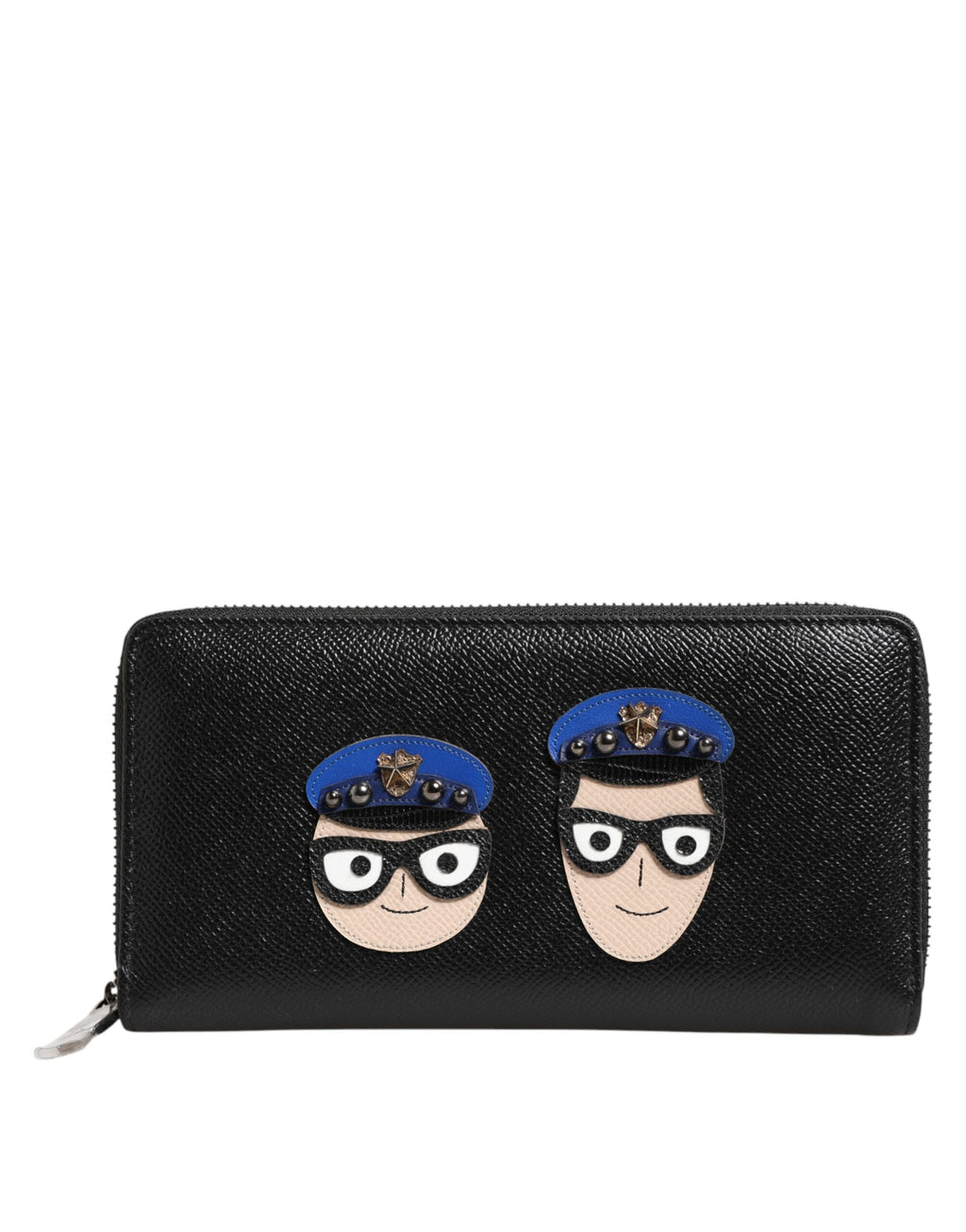 Dolce & Gabbana Black Leather #DGFAMILY Zipper Continental Men's Wallet