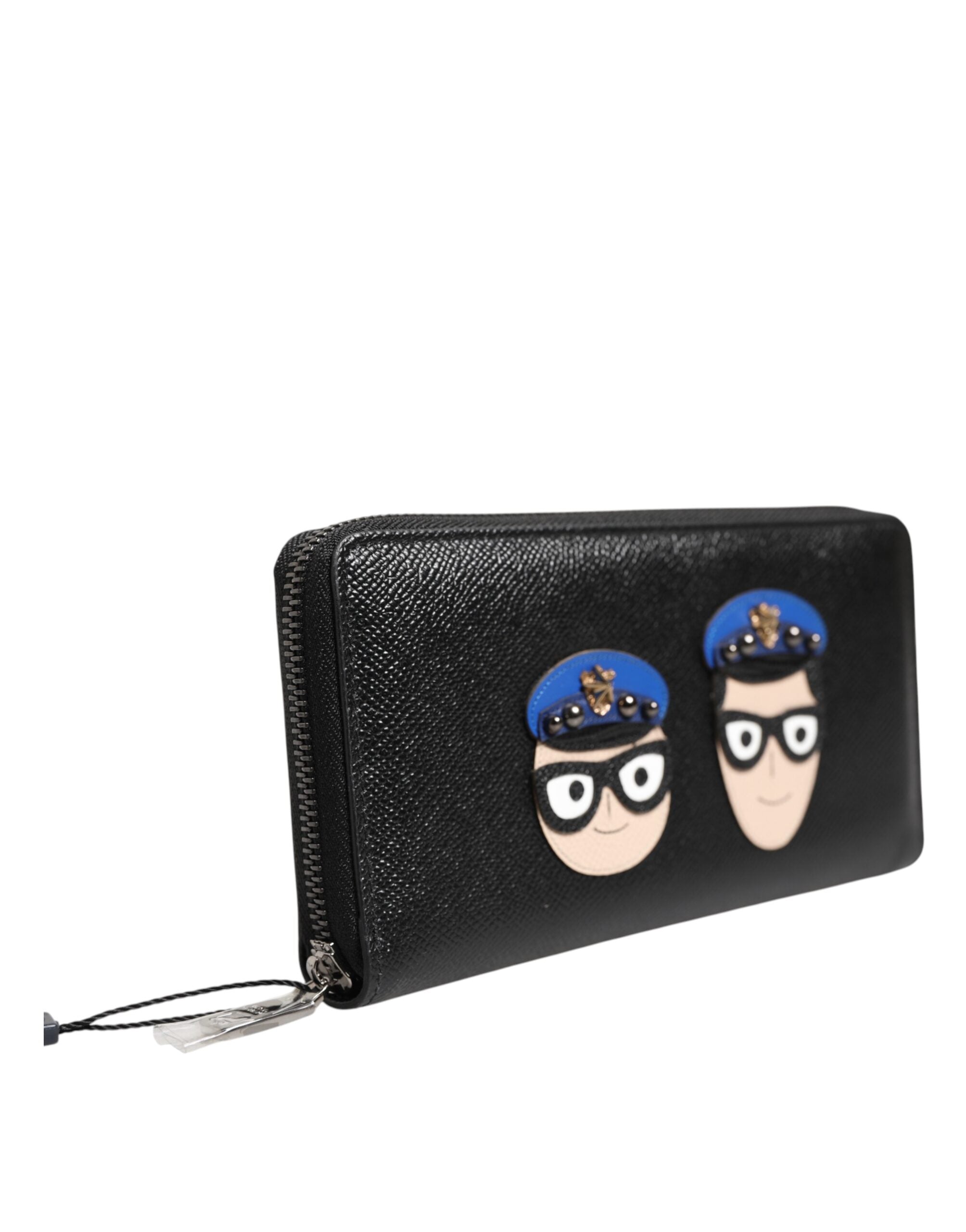 Dolce & Gabbana Black Leather #DGFAMILY Zipper Continental Men's Wallet