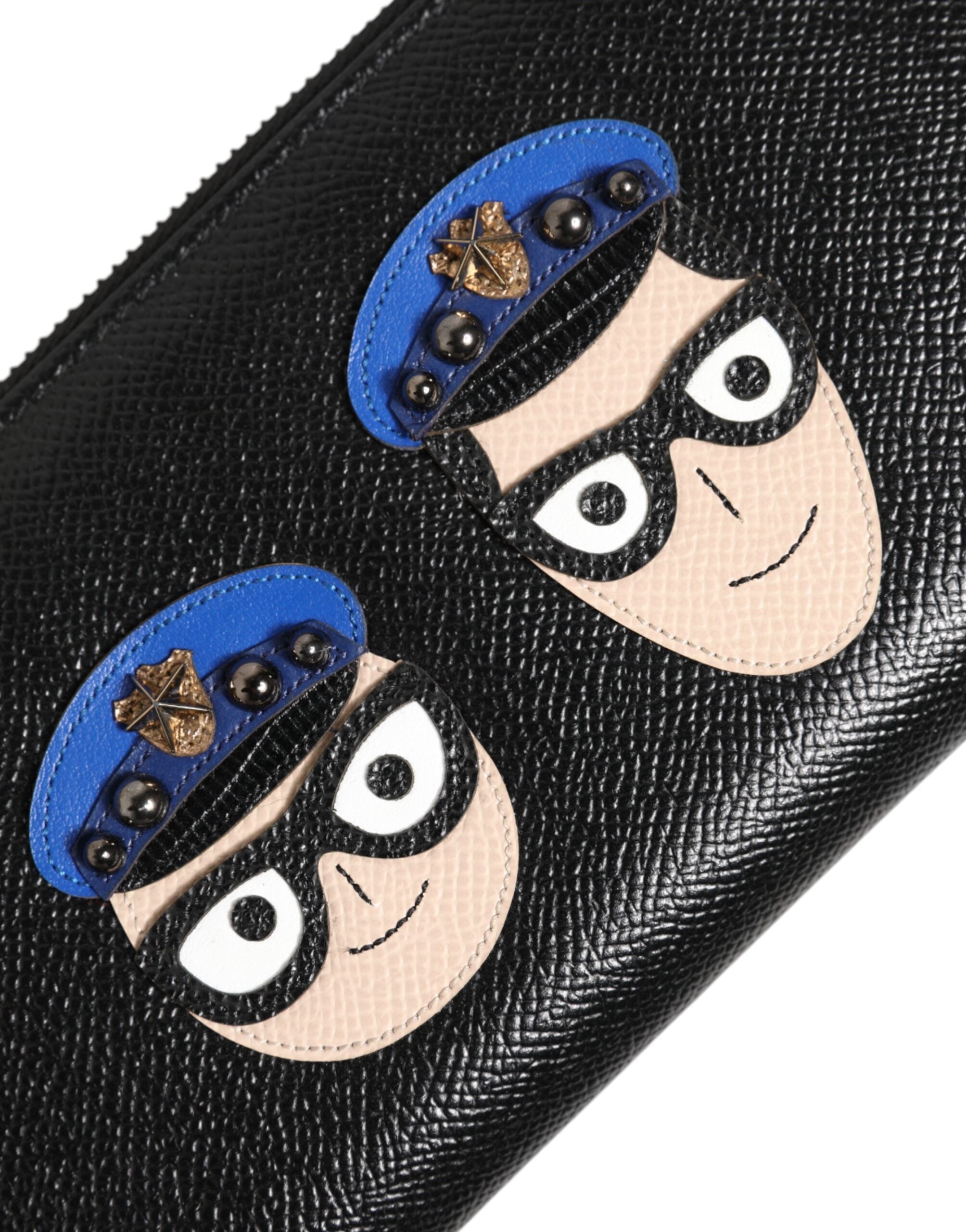 Dolce & Gabbana Black Leather #DGFAMILY Zipper Continental Men's Wallet