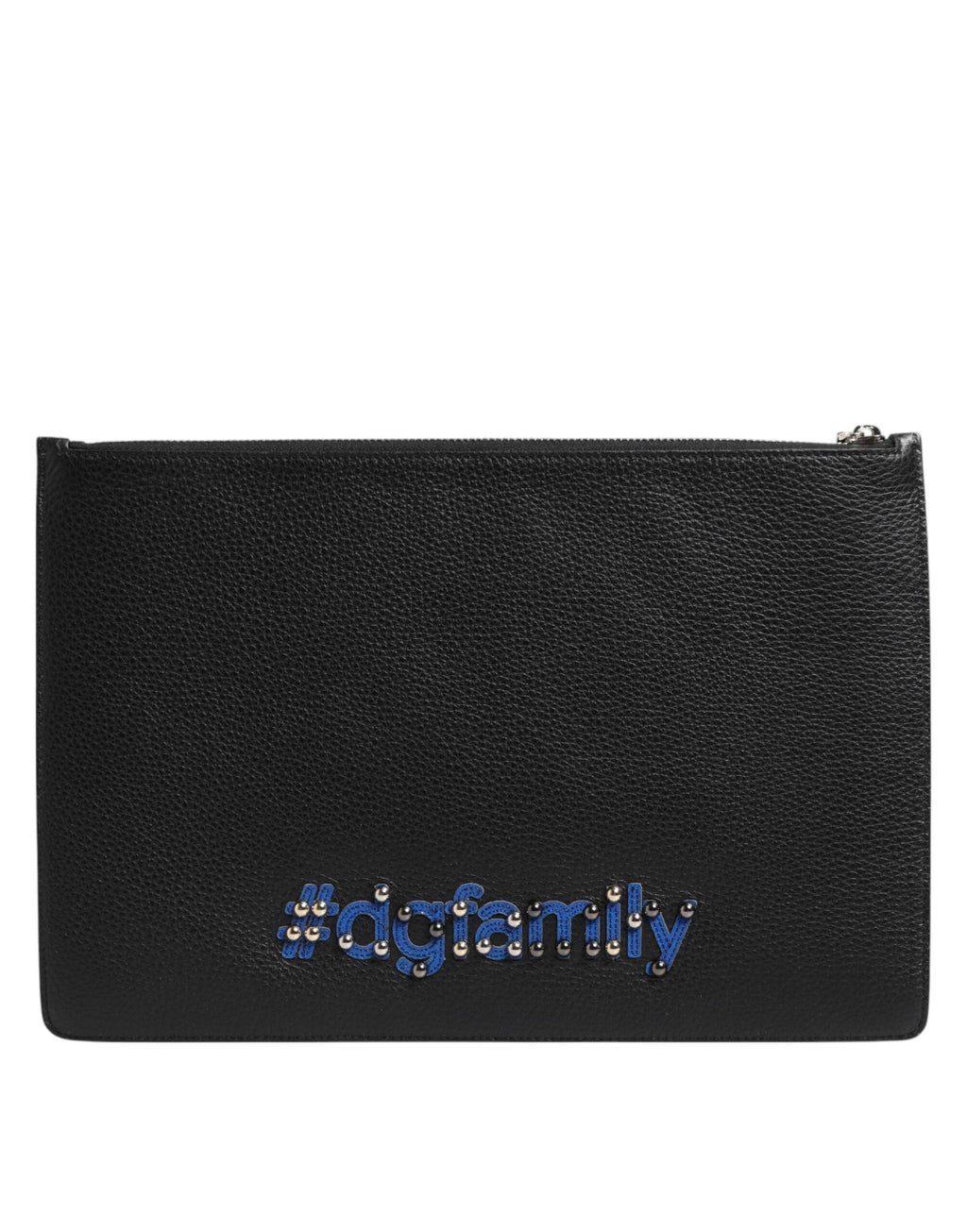 Dolce & Gabbana Schwarzes Leder #DGFAMILY Verschönerte Herren Clutch Pouch Tasche