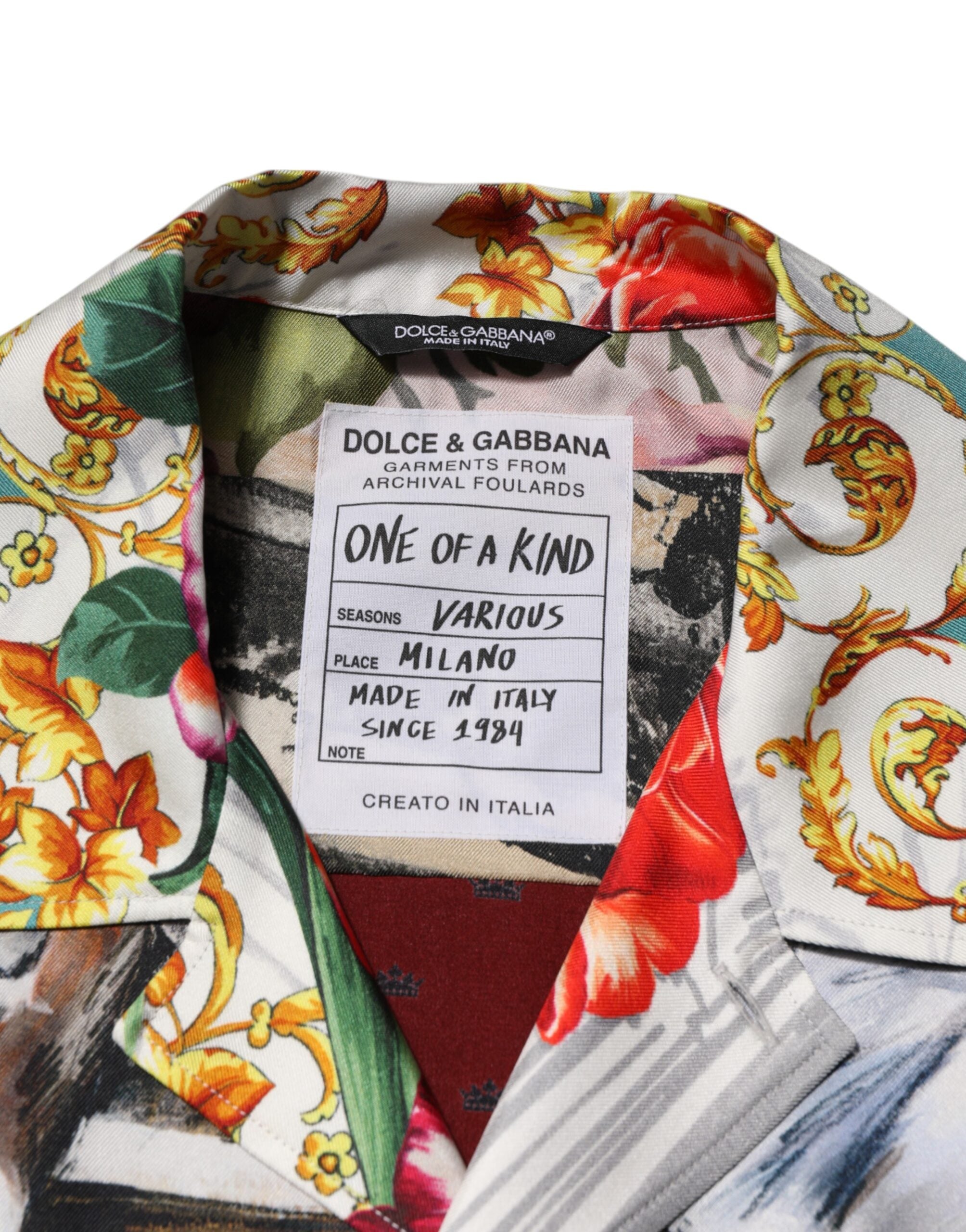 Dolce & Gabbana Multicolor Shell Print Hawaiian Casual Shirt