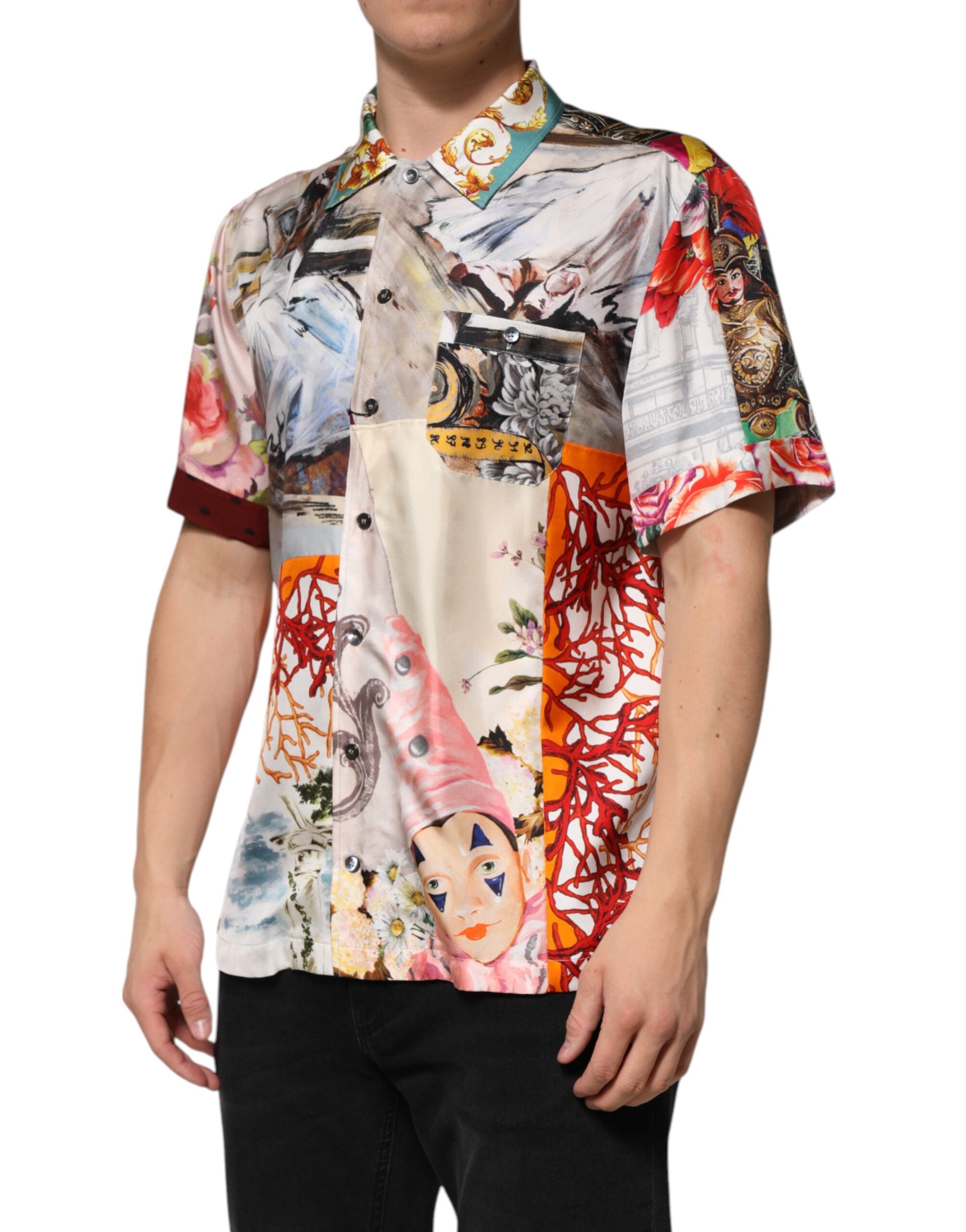 Dolce & Gabbana Multicolor Shell Print Hawaiian Casual Shirt