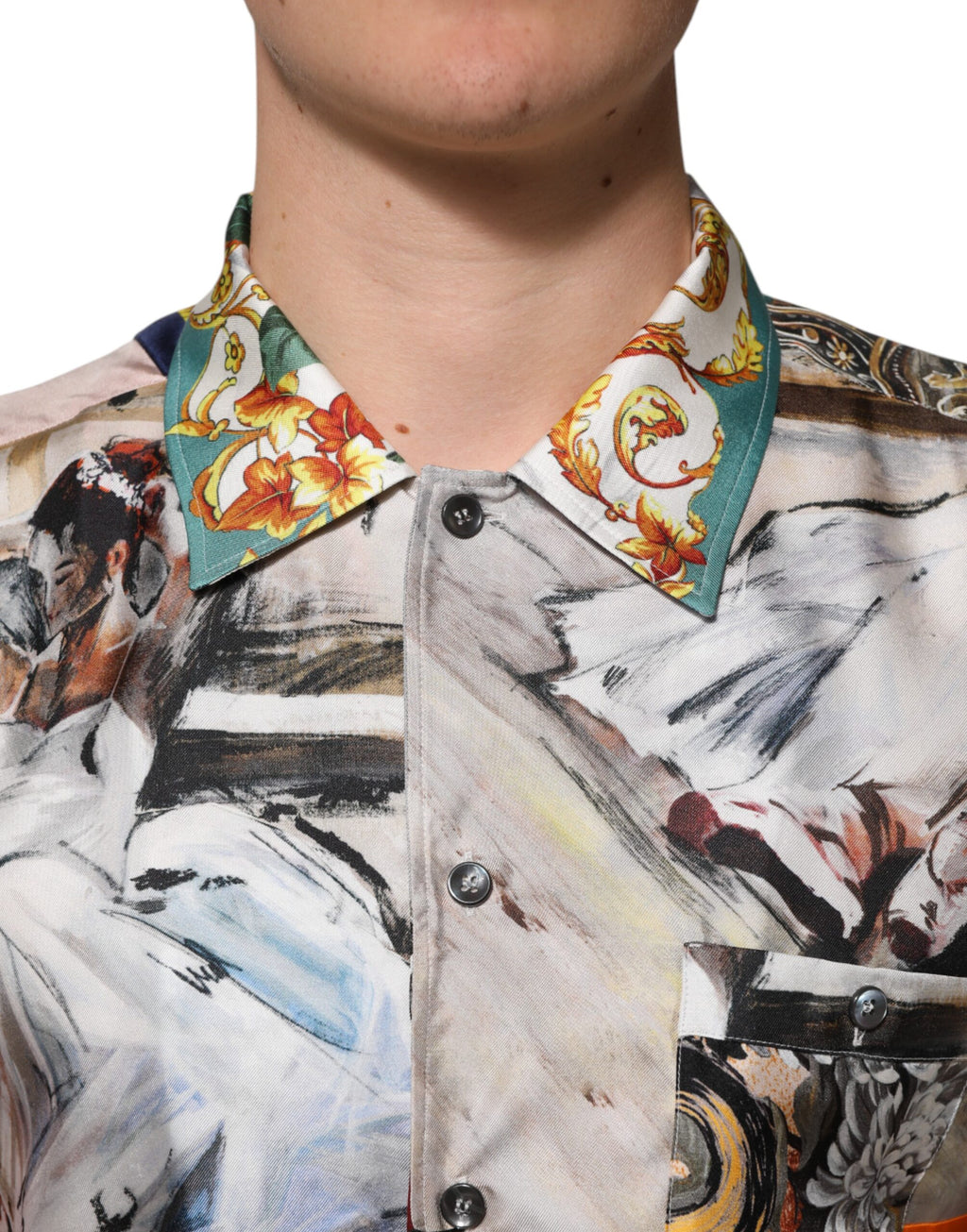 Dolce & Gabbana Multicolor Shell Print Hawaiian Casual Shirt