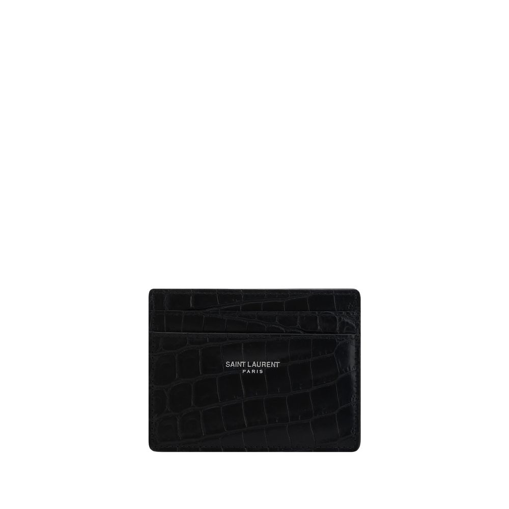Saint Laurent Schwarzes Kalbsleder Bos Taurus Portemonnaie