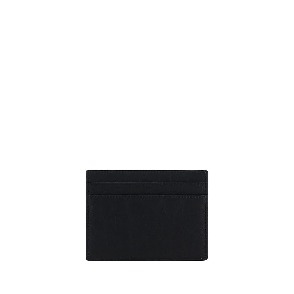 Saint Laurent Schwarzes Lammleder-Portemonnaie Ovis Aries Aries