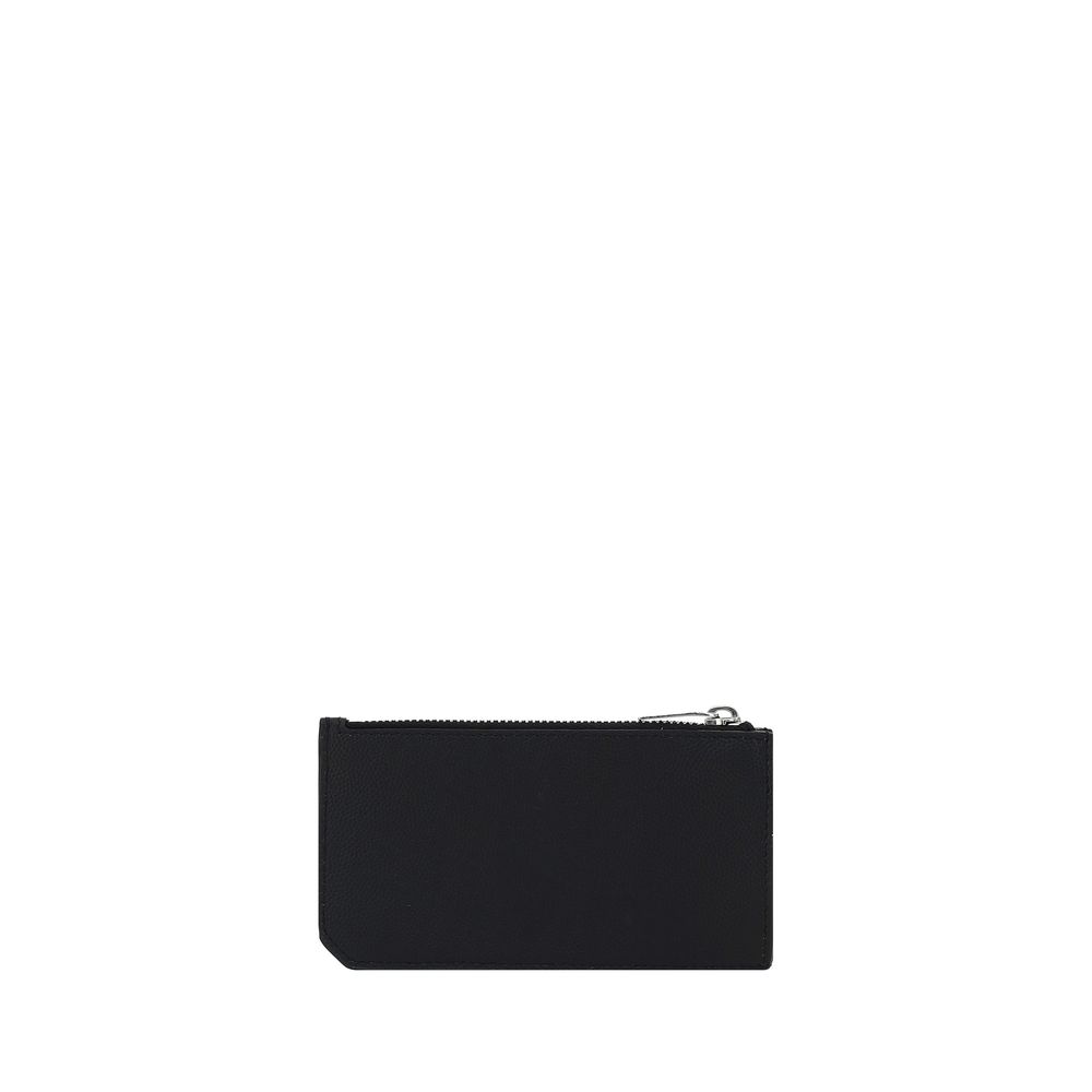Saint Laurent Schwarzes Kalb Leder Bos Taurus Portemonnaie