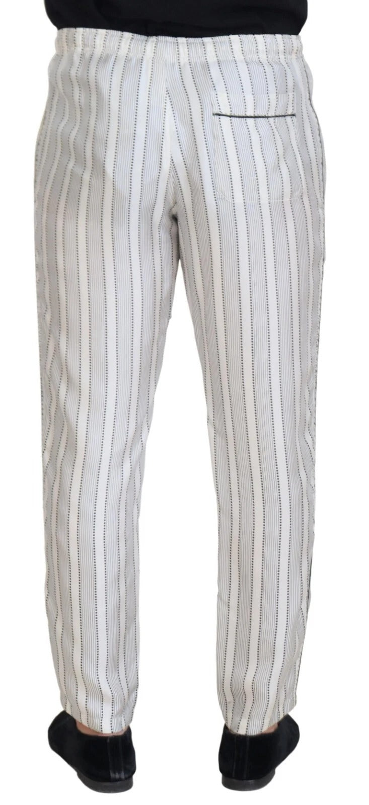 Dolce & Gabbana White Striped Silk Lounge Pants