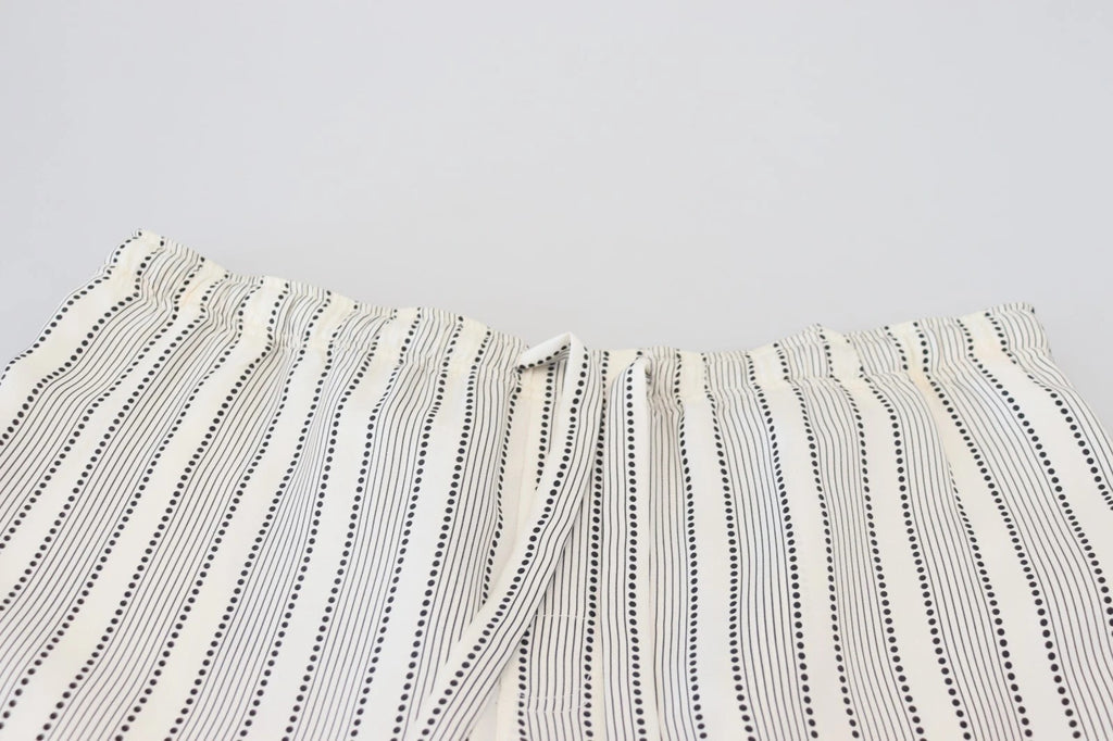 Dolce & Gabbana White Striped Silk Lounge Pants