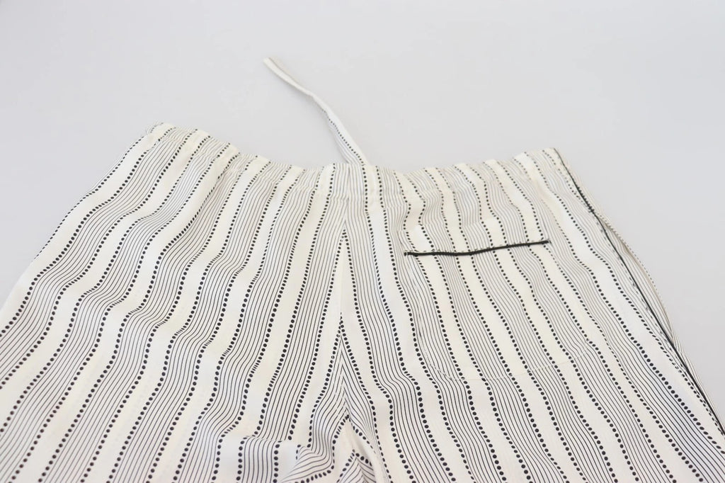 Dolce & Gabbana White Striped Silk Lounge Pants
