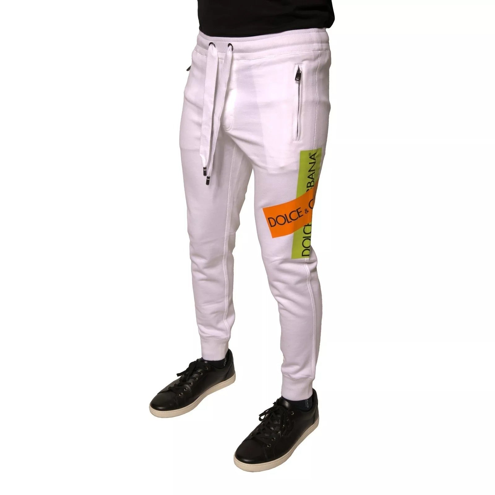 Dolce & Gabbana Weiße Logo-Tape-Jogginghose aus Baumwolle mit Sweatpants