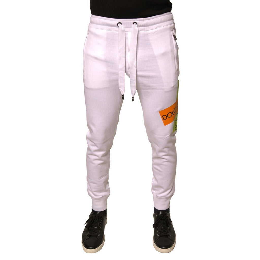 Dolce & Gabbana Weiße Logo-Tape-Jogginghose aus Baumwolle mit Sweatpants