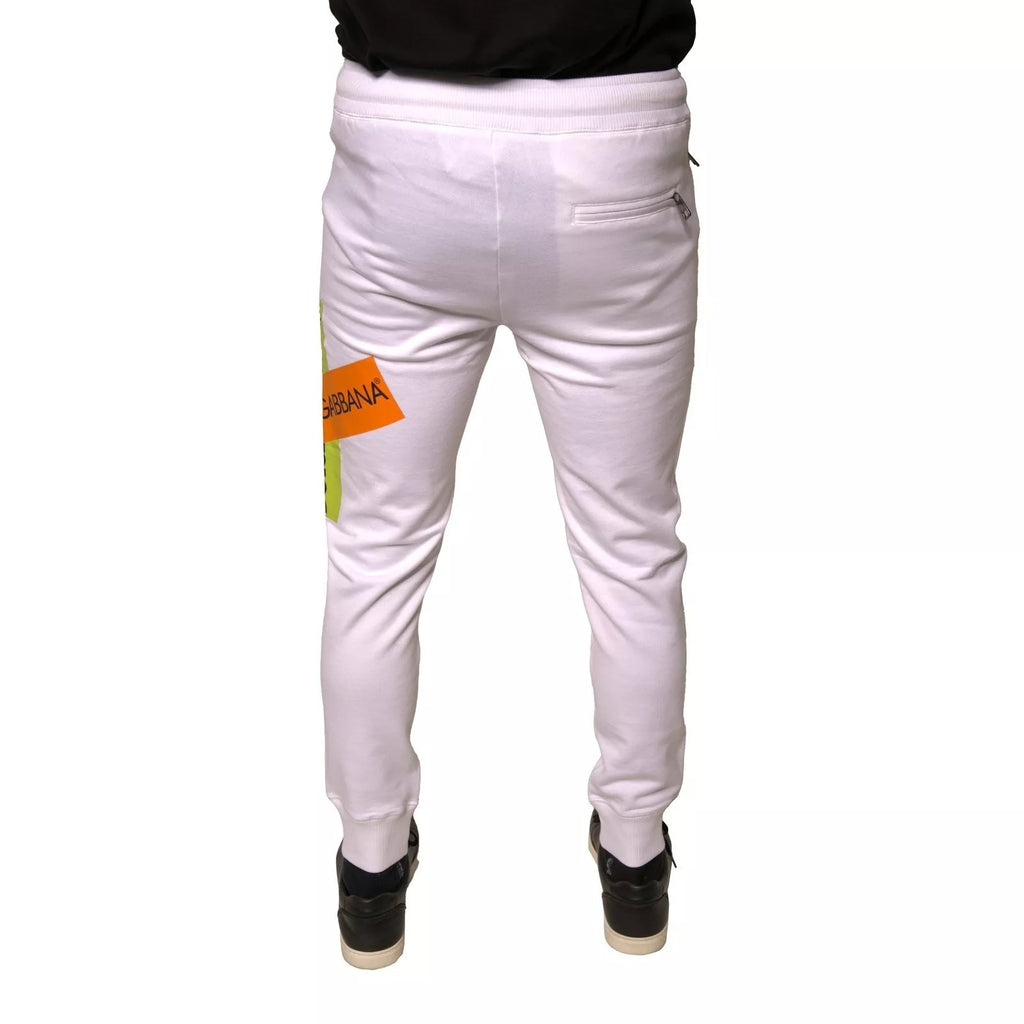 Dolce & Gabbana Weiße Logo-Tape-Jogginghose aus Baumwolle mit Sweatpants
