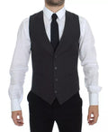 Dolce & Gabbana Graues gestreiftes formelles Kleid Gilet-Weste