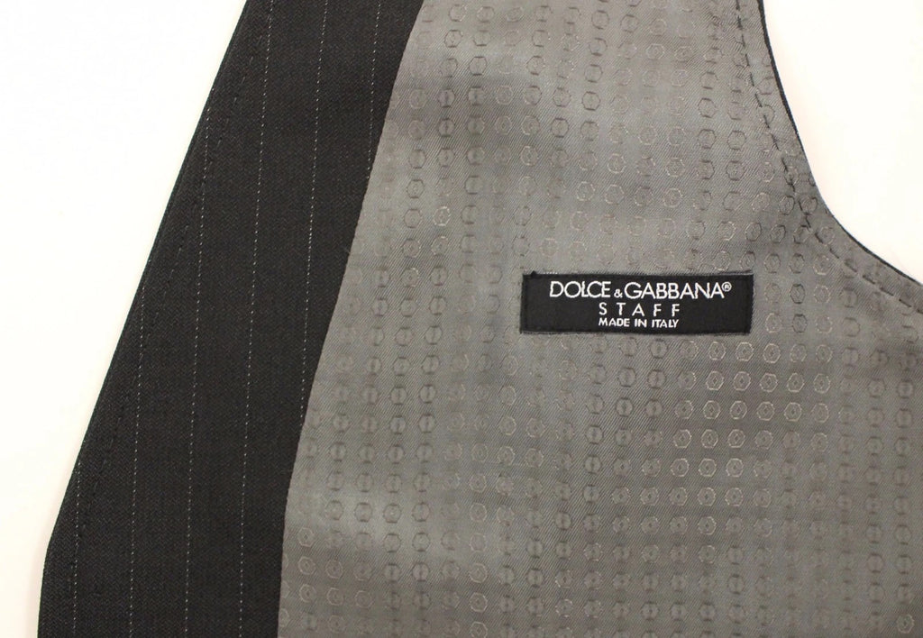 Dolce & Gabbana Graues gestreiftes formelles Kleid Gilet-Weste