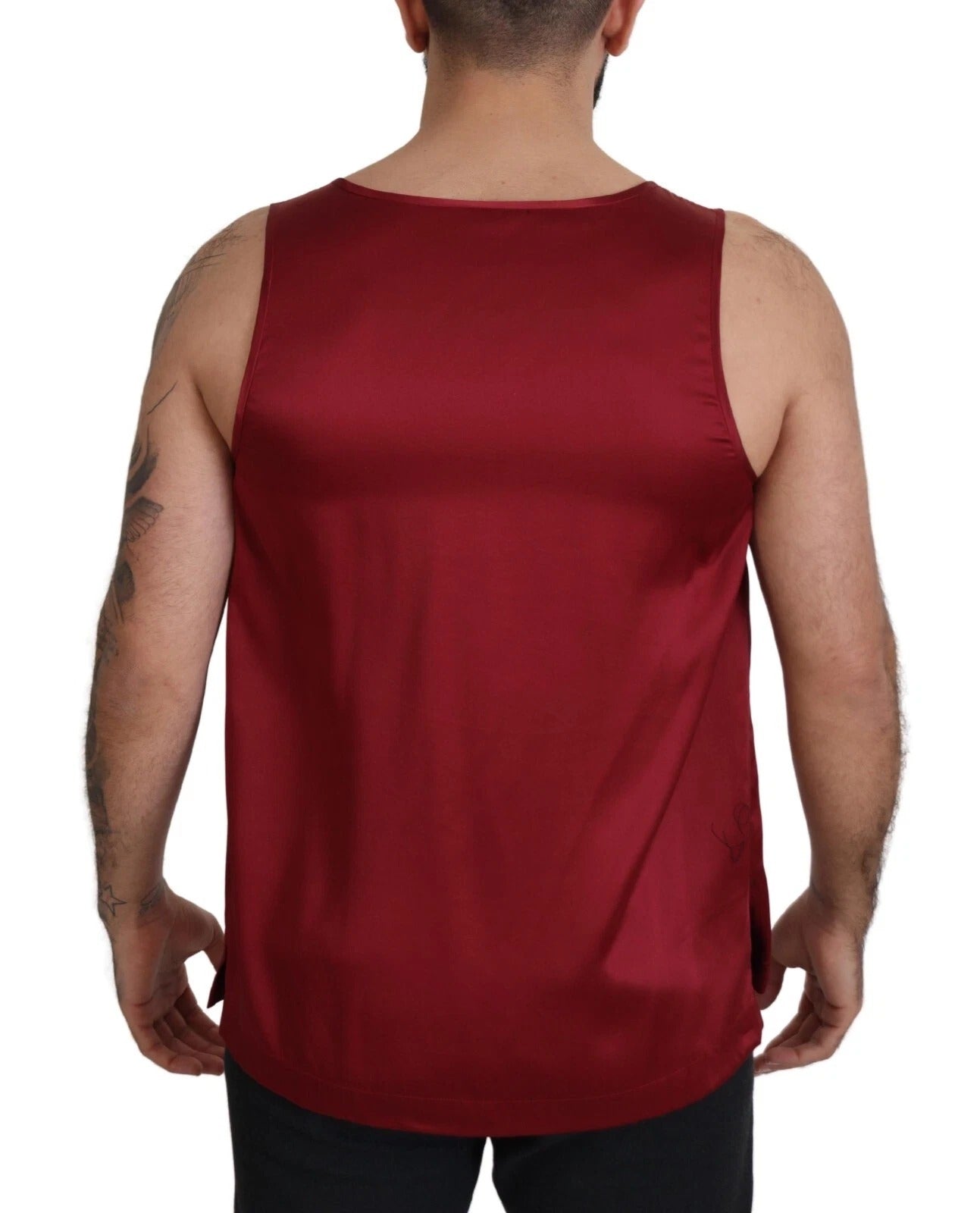 Dolce & Gabbana Red Sleeveless Crewneck Silk T-Shirt