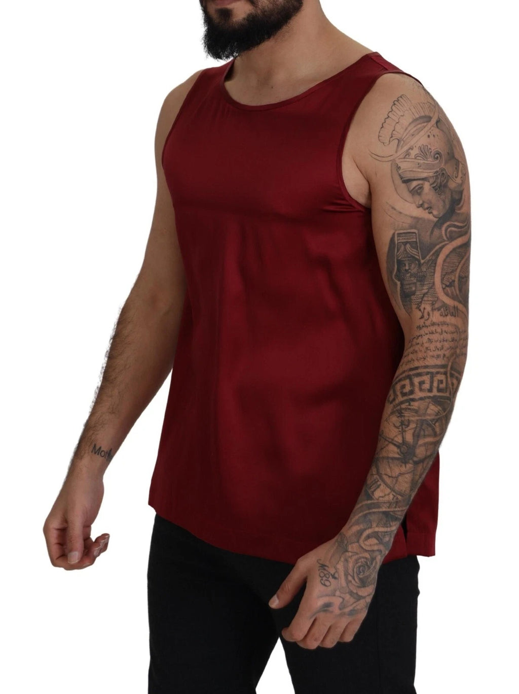 Dolce & Gabbana Red Sleeveless Crewneck Silk T-Shirt
