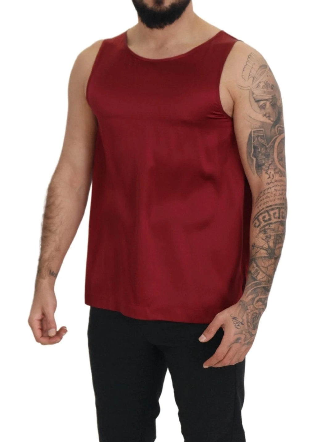 Dolce & Gabbana Red Sleeveless Crewneck Silk T-Shirt