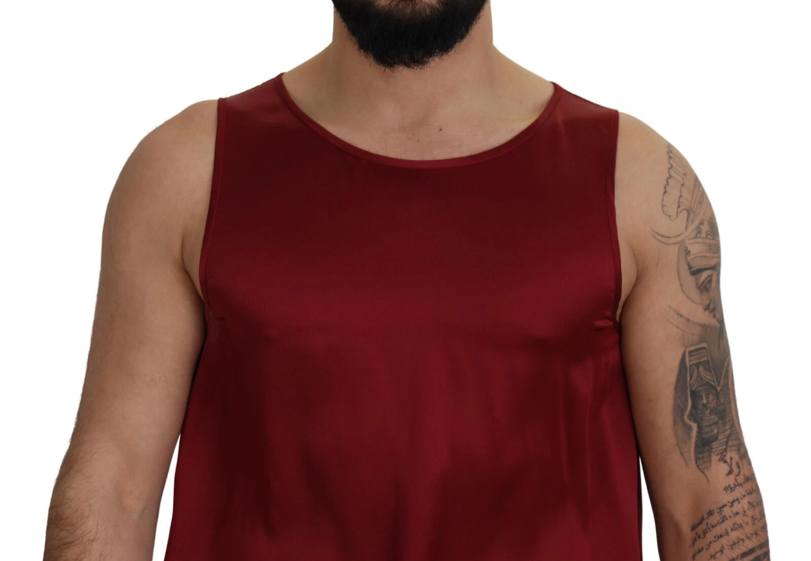 Dolce & Gabbana Red Sleeveless Crewneck Silk T-Shirt