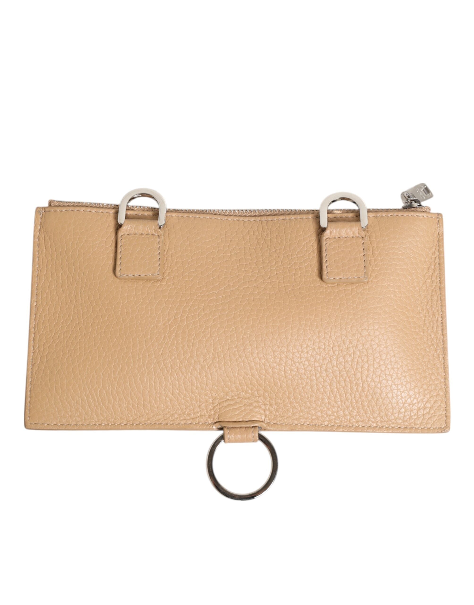 Dolce & Gabbana Beige Calfskin Large Crossbody Cardholder Wallet