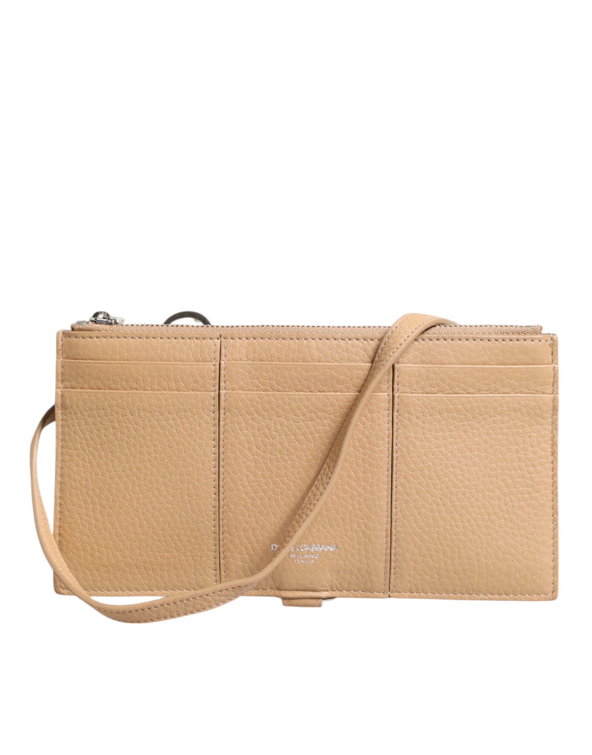 Dolce & Gabbana Beige Calfskin Large Crossbody Cardholder Wallet