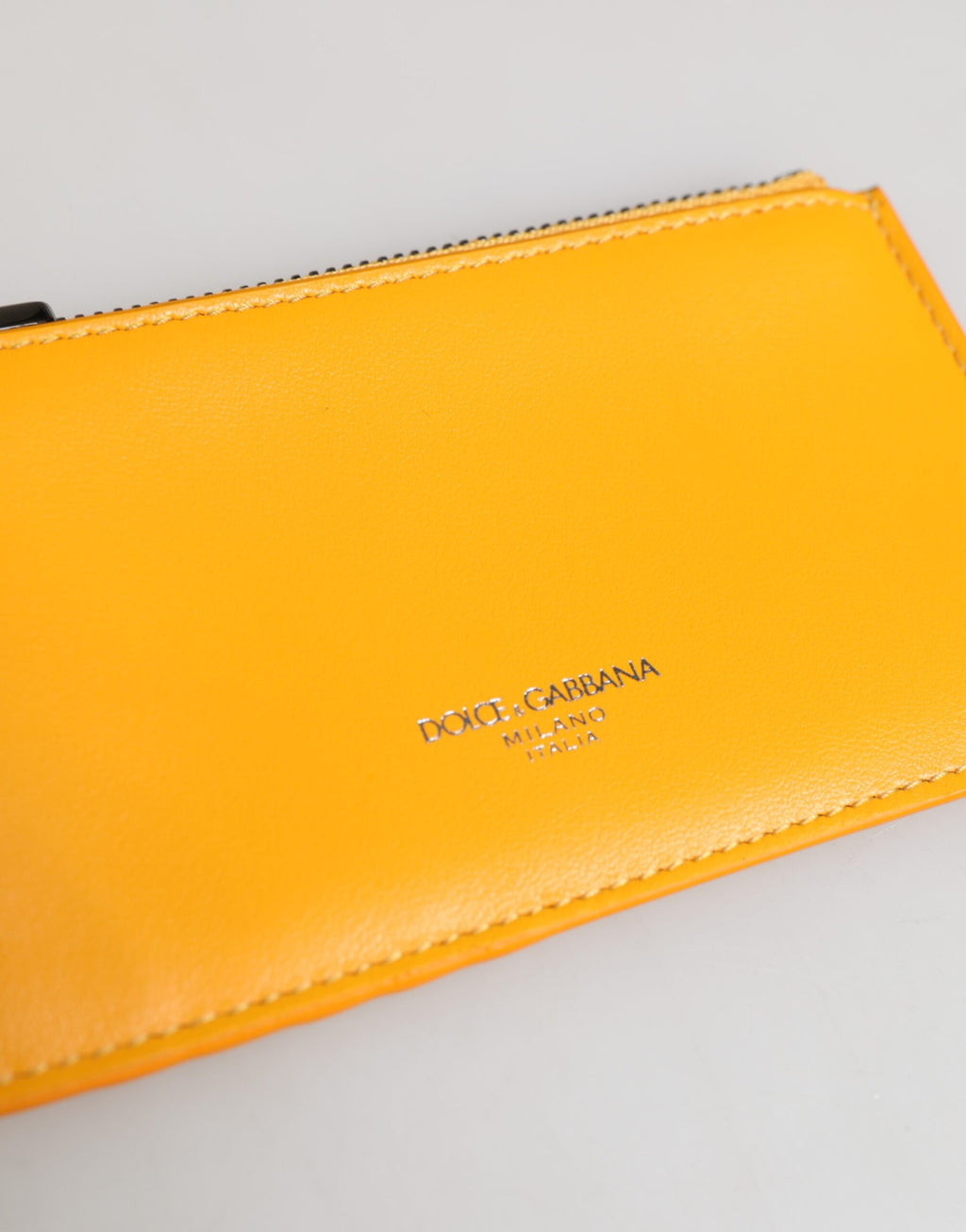 Dolce & Gabbana Gelb Orange Leder Kreditkarte Schlüsselhalter Clip auf Brieftasche
