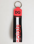 Dolce & Gabbana Rot Weiß DG Logo Polyester Messing Halter Schlüsselanhänger Schlüsselring