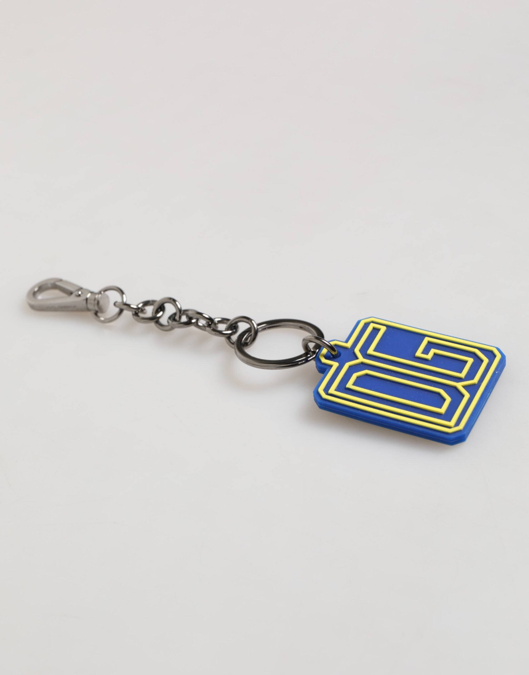 Dolce & Gabbana Blue Yellow DG Rubber Logo Silver Men's Keychain Keyring