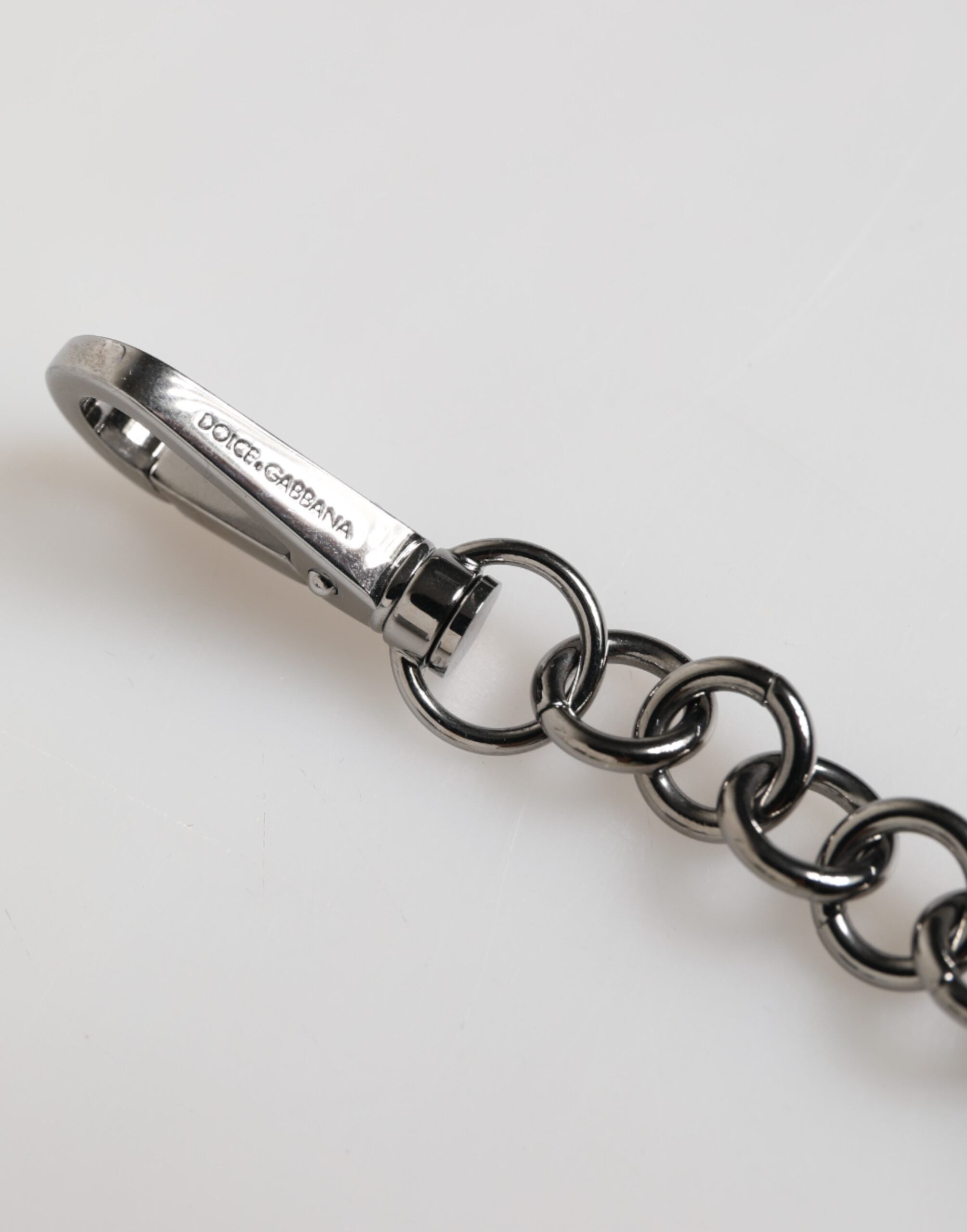 Dolce & Gabbana Blue Yellow DG Rubber Logo Silver Men's Keychain Keyring