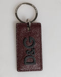 Dolce & Gabbana Dark Brown Leather Logo Metal Ring Men's Keychain Keyring