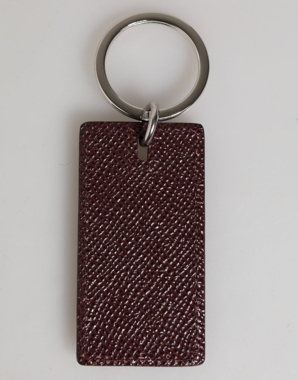 Dolce & Gabbana Dark Brown Leather Logo Metal Ring Men's Keychain Keyring