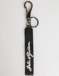 Dolce & Gabbana Black White Polyester DG Logo Silver Men's Keyring Keychain