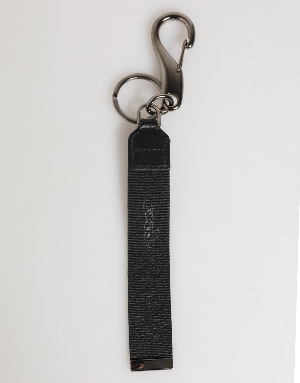 Dolce & Gabbana Black White Polyester DG Logo Silver Men's Keyring Keychain