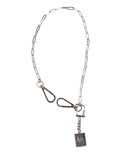 Dolce & Gabbana Silberfarbene Metallkette DG Logo Anhänger Männer Halskette