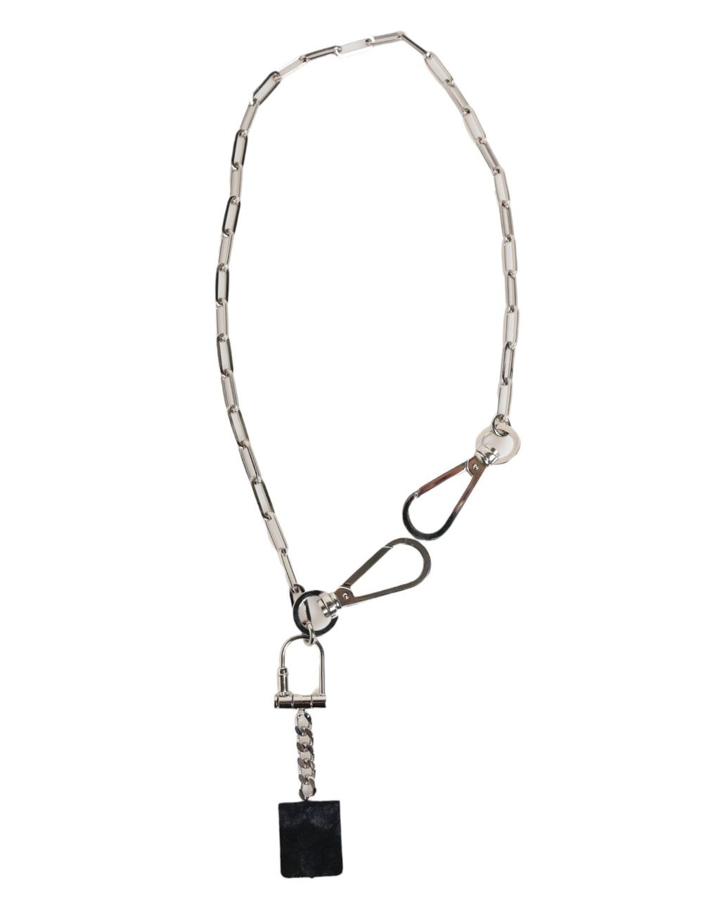 Dolce & Gabbana Silberfarbene Metallkette DG Logo Anhänger Männer Halskette