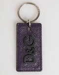Dolce & Gabbana Violettes Leder Logo Metall Ring Männer Schlüsselanhänger Schlüsselring
