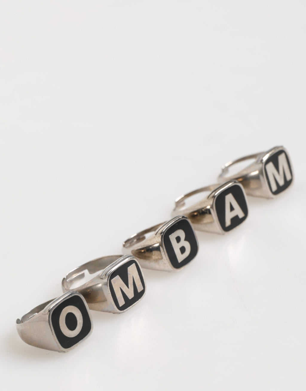 Dolce & Gabbana Silver-Tone Brass Lettering Set 5-Piece Adjustable Ring