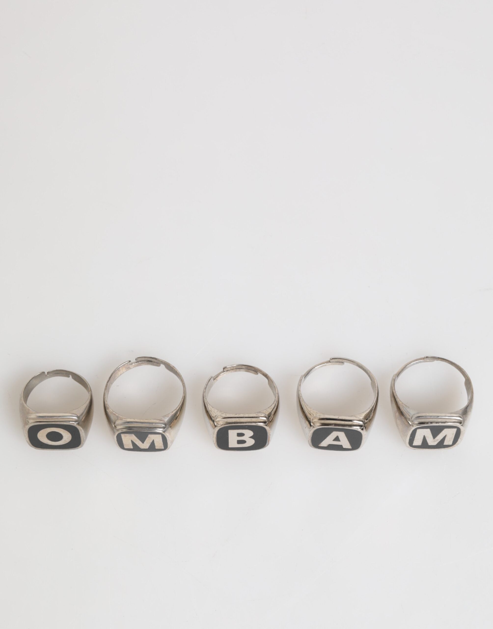 Dolce & Gabbana Silver-Tone Brass Lettering Set 5-Piece Adjustable Ring